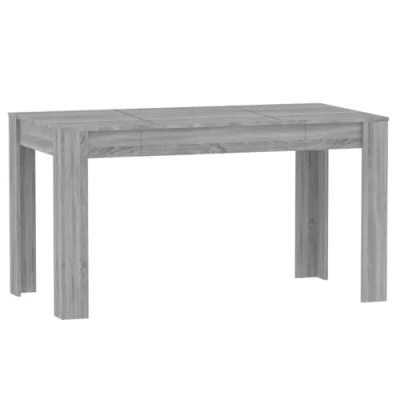 Image of vidaXL Grey Sonoma Dining Table 140x74.5x76 cm Engineered Wood, Rectangular Kitchen Table, Classic Style, Room Decor Furnishing