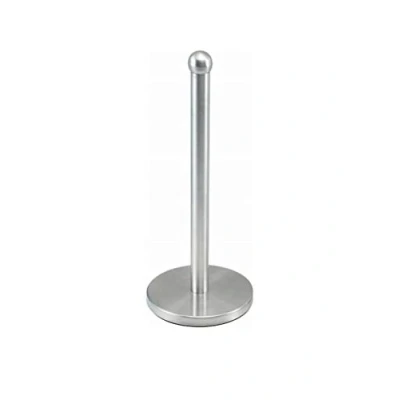 Image of Optimal Products Stainless Steel 6 Cup Mug Tree Stand and Kitchen Towel Paper Roll Pole Holder Free Standing Bath Rack (Chrome, Holder)