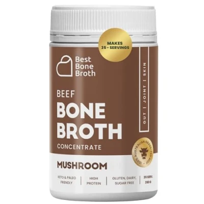 Image of Beef Bone Broth Concentrate with Mushrooms Help Improve Joints, Skin, &amp; Gut Liquid Collagen Amino Acids Keto, High Protein, Gluten Free Made from Grass Fed 35 Servings / 8.7 liters