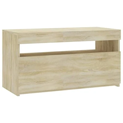 Image of vidaXL Modern TV Cabinet with LED Lights Ample Storage Space, Sonoma Oak Engineered Wood, Suitable for Living Room or Bedroom, Contemporary Design