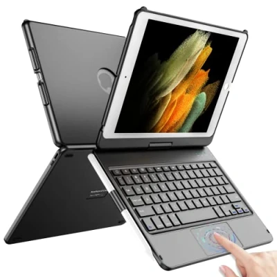 Image of Touchpad Keyboard Case for iPad 10.2 9th/8th/7th Gen, 9th Generation/8th/7th Gen 360 Rotatable Protective Cover with Pencil Holder (Black)