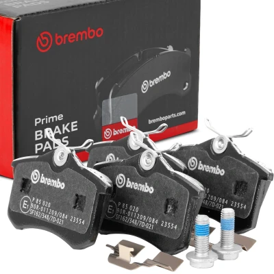 Image of 35020005X brake pad set BREMBO P 85 020 Rear Axle excl. wear warning contact with caliper screws accessories VOLKSWAGEN: Polo V Hatchback