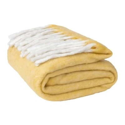 Image of EHC Throw Blanket Sofa, Couch Settee throws Covers Armchair Bed Lightweight &amp; warm Blanket, 125 x 150 cm, Yellow