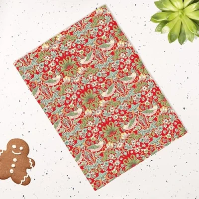 Image of Lesser &amp; Pavey The Leonardo Collection LP94971 William Morris Red Strawberry Thief Tea Towel
