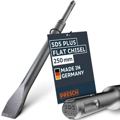 Image of Presch SDS Plus Flat Chisel Extremely Robust, Durable 20mm Wide Cutting Edge for All Demolition Work (250mm Length) Rotary Hammer Made of high Performance Steel Powerful impacts