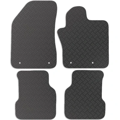 Image of Carsio Rubber Car Mats For Jeep Compass 2017+ Onwards Tailored Fit Floor Mat Set Complete Accessory Black Custom Fitted All Weather &amp; Heavy Duty, Anti Slip Backing with Clips