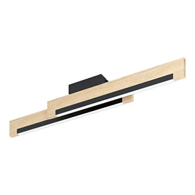 Image of EGLO LED ceiling light Camacho, 2 flame lamp dimmable, living room modern, kitchen made of steel, wood and plastic, hallway in black, natural, white