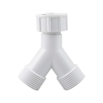 Image of Tabanzhe 1 Pack Plastic Appliance Inlet Hose Y Piece Splitter Connector, 3/4 inch Shape Splits to 2 Pipe Connector for Washing Machine Dish Washer, White