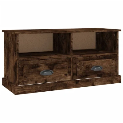Image of vidaXL TV Cabinet Smoked Oak 93x35.5x45 cm Engineered Wood