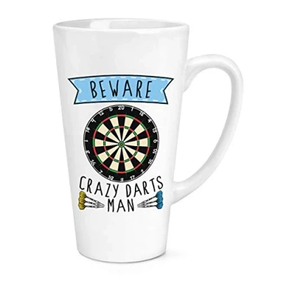 Image of Beware Crazy Darts Man 17oz Large Latte Mug Cup