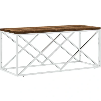 Image of vidaXL Coffee Table Stainless Steel and Solid Wood Reclaimed