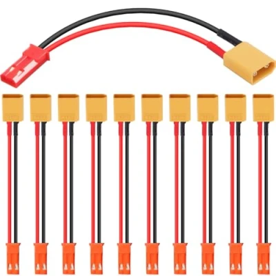 Image of EatPitaya XT30 Plug to JST Connector,10pcs Male Female 20AWG 10cm/3.93in Flexible Silicone Cable Wire Adapter for RC FPV ESC Speed Controller Lipo Battery Charging