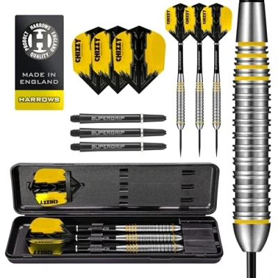 Image of Chizzy High Grade Alloy Darts Steel Tip set with carry case 21g, 22g, 23g &amp; 24g Includes Supergrip Shafts 100 Micron Flights 21 grams