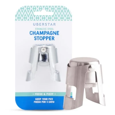 Image of Champagne Stopper Silver/Wine and Saver for Bottles/Perfect Prosecco Cava Sparkling Wine