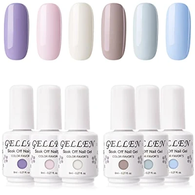 Image of Gellen Candy Colour Gel Polish Kit 8ml 6 Colours Soak Off Nail UV LED Varnish Set (XCKKS1)