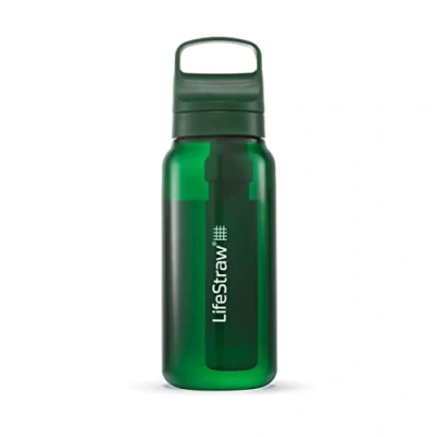 Image of LifeStraw Go Series — Insulated Stainless Steel Water Filter Bottle for Travel and Everyday Use Removes Bacteria, Parasites Microplastics, Improves Taste, 1L Icelandic Blue
