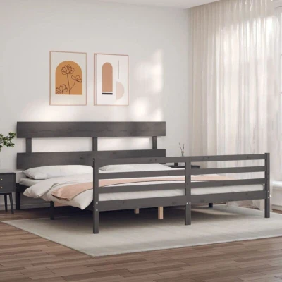 Image of vidaXL Bed Frame without Mattress Grey 200x200 cm Solid Wood