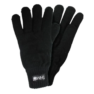 Image of THMO Ladies 3M Thinsulate Gloves Knitted Winter for Women Outdoor Lined Thermal Chenille (S M, Black)
