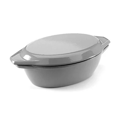 Image of Samuel Groves Enamelled Cast Iron Round Casserole Dish With Lid,Non stick Dutch Oven for Braising, Stews, Roasting, Bread Baking (4.6L Oval)