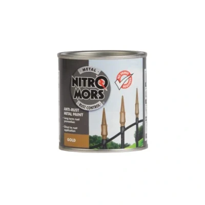 Image of Nitromors Anti Rust Smooth Finish Metal Paint, No Primer Required, Gold, 250 ml