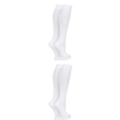 Image of Elle Ladies&#039; Plain Bamboo Knee Highs Pack of 4 White 8
