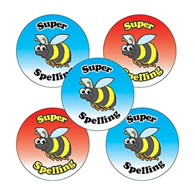 Image of 150 Super Spelling Literacy Bee Animals Childrens Pupils School Praise Teachers Reward Stickers 25mm Primary Teaching Services