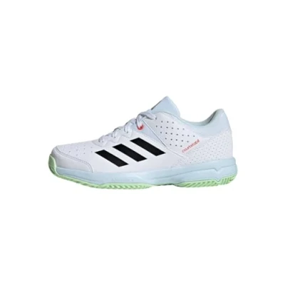 Image of adidas Performance Court Stabilty running shoes cloud white core black semi green spark for kids, Size: 5.5 Synthetics/textile