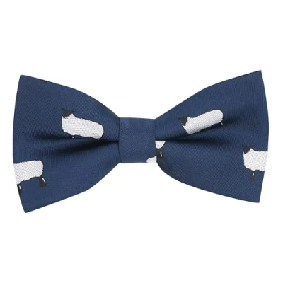 Image of King &amp; Priory Navy Blue Embroidered Sheep Bow Tie