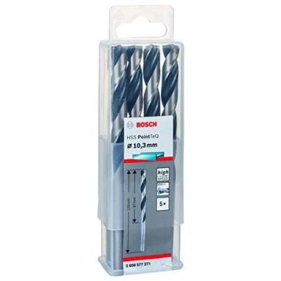 Image of Bosch Professional 5 Piece PointTeQ HSS Twist Drill Bit (for Metal, 10.3 x 87 133 mm, Driver Accessories)
