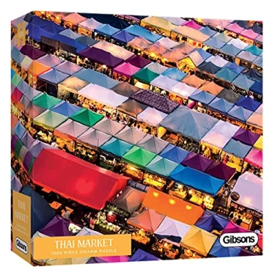 Image of Thai Market 1000 Piece Jigsaw Puzzle Travel Photography Sustainable for Adults Premium 100% Recycled Board Great Gift Gibsons Games