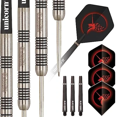 Image of Unicorn Steel Tip Darts Set Core Style 3 Natural Tungsten Barrels 25 g