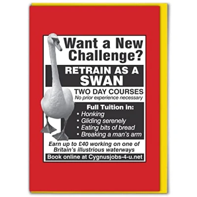 Image of Brainbox Candy Official Viz Advert Birthday Card Hilariously Funny &#039;Swan Retrain&#039; Cheeky Alternative Humour For Him Her Men Women Friend Mates Sold