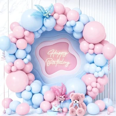 Image of Teselife Pink Blue Balloons, 119Pcs Pastel Macaron Baby and Balloon Arch Garland Kit For Girl Boy Kid Gender Reveal Bridal Shower Engagement Anniversary Wedding Birthday Party Supplies