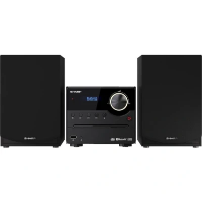 Image of SHARP XL B517D(BK) Micro Hi Fi Sound System Stereo with DAB Radio, DAB+, FM, Bluetooth, CD MP3, USB Playback, Wooden Speakers, 45W Black