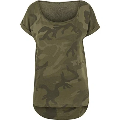 Image of Build Your Brand Ladies Camo Tee, Women’s T Shirt, Olive Camo, S BY064 00775 0051
