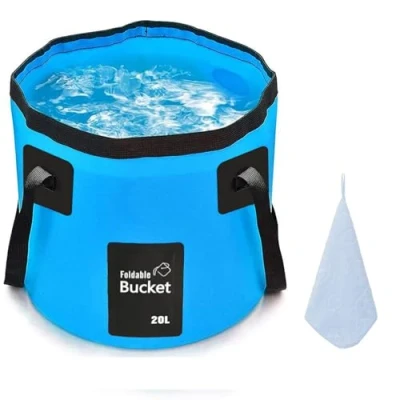 Image of 12L 20L Premium Folding Water Bucket, Outdoor Sports Lightweight Portable Collapsible Bucket for Camping Traveling Picnic Hiking Fishing Boating Gardening Car Washing (12L, Blue)