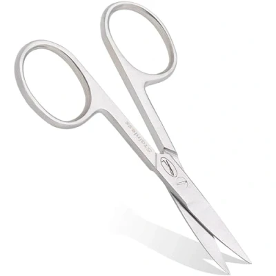 Image of Fine Lines Thick Nail Scissors Stainless Steel CURVED Scissor for Women &amp; Men Silver Manicure Nails, Cuticle Hair Trimming Suitable Manicure, Pedicure, Beard Grooming