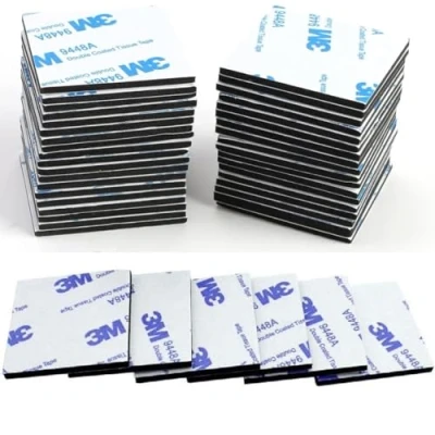 Image of CANOPUS Black Double Sided Sticky Pads Heavy Duty, 48PCs 40mm x 40mm, Waterproof 3M Back Foam Pads, Thick Adhesive for Wall, Number Plate Dashcam