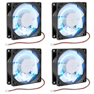 Image of 4Pcs 80mm/3.15inch for DC Fan 5V Computer Case 80x80x25mm 2Pin 8025 Blue LED Power Cooling Brushless Cooler 8cm PC CPU Axial Radiator