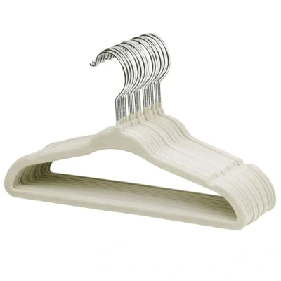 Image of ManGotree Baby Velvet Hangers, Infant and Toddler Non Slip Children Ultra Slim Space Saving Kids Sturdy Clothes Hangers 15 Pack (Beige)