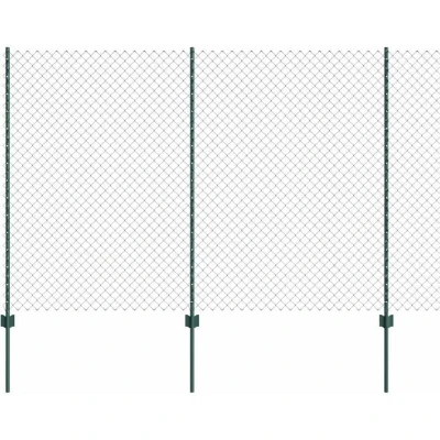 Image of vidaXL Chain Link Fence with 10 U Posts Green 1.5x10 m Steel