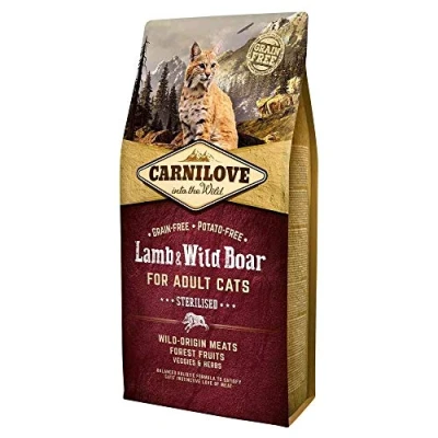 Image of Carnilove Lamb and Wild Boar Sterilised Adult Cat Food, 6 kg