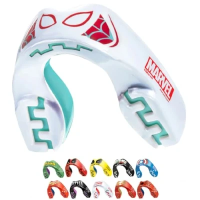 Image of Marvel Spider Gwen Sports Mouthguard Dual Layer Premium Protection Adults Gum Shield with Case for Boxing, MMA, Rugby, Martial Arts, Judo and All Contact