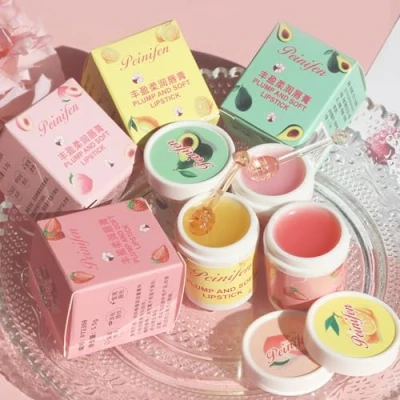 Image of Petansy Cute Hydrating Lip Blam, 4 Packs Fruit Flavored Moisturizing Gloss, Waterpoof Glow Oil, Non Toxic Makeup Set