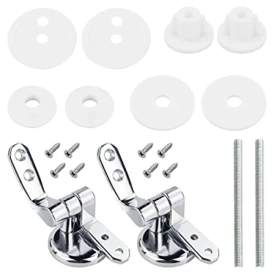Image of Toilet Seat Hinges Replacement,Toilet Fittings Zinc Alloy Replacement Hinge Hardware DIY Repair Kit with and Parts for Most Seats(2 Pcs)