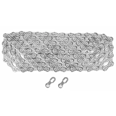 Image of KMC X10 116L, NP/BK 10 Speed Bicycle Chain,Silver,0.5 inches X 0.39&quot;