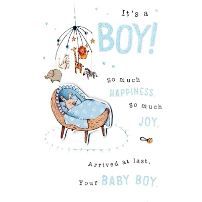 Image of Congrats It&#039;s A Boy Embellished New Baby Greeting Card Words To Cherish Cards WCH007