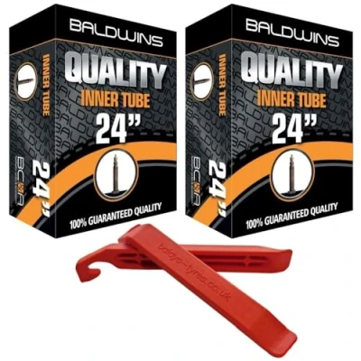 Image of PAIR 24&quot; Baldwins Cycle/Bike/Wheelchair Inner Tubes x 1.0 Presta/French Type Valves SV9A