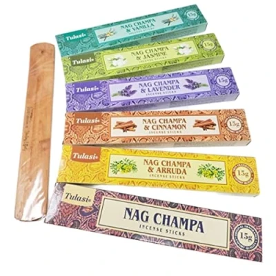 Image of Tulasi Nag Champa Incense Sticks Multi Pack Combo Including Citronella, Sandalwood, Cinnamon, Lavender, Vanilla &amp; Jasmine JR Souvenir Magnet Packs 15g