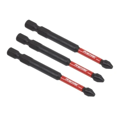 Image of Sealey Premier Phillips #2 Impact Power Tool Bits 75mm 3pc